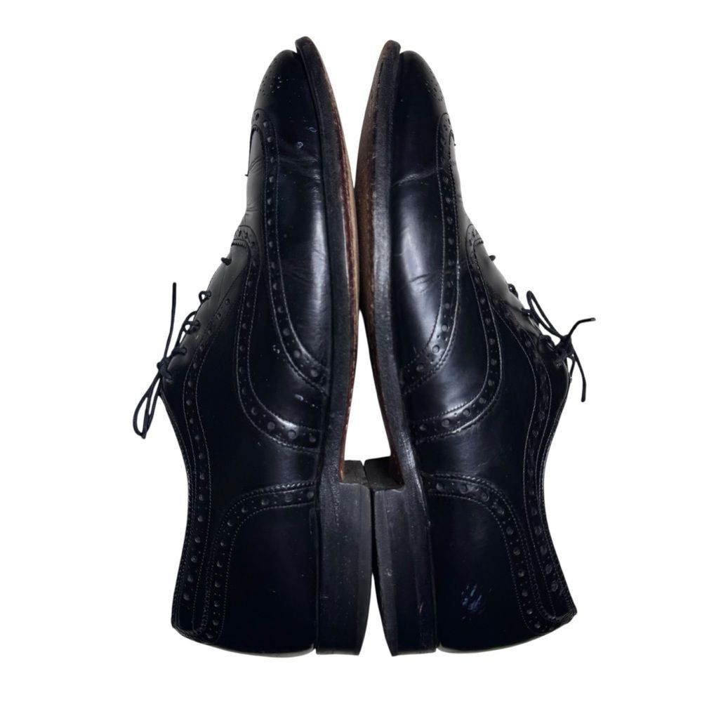 Johnston & Murphy Mens Black Crown Aristocraft Wingtip Oxford Leather Shoes Sz 9 - Picture 4 of 7